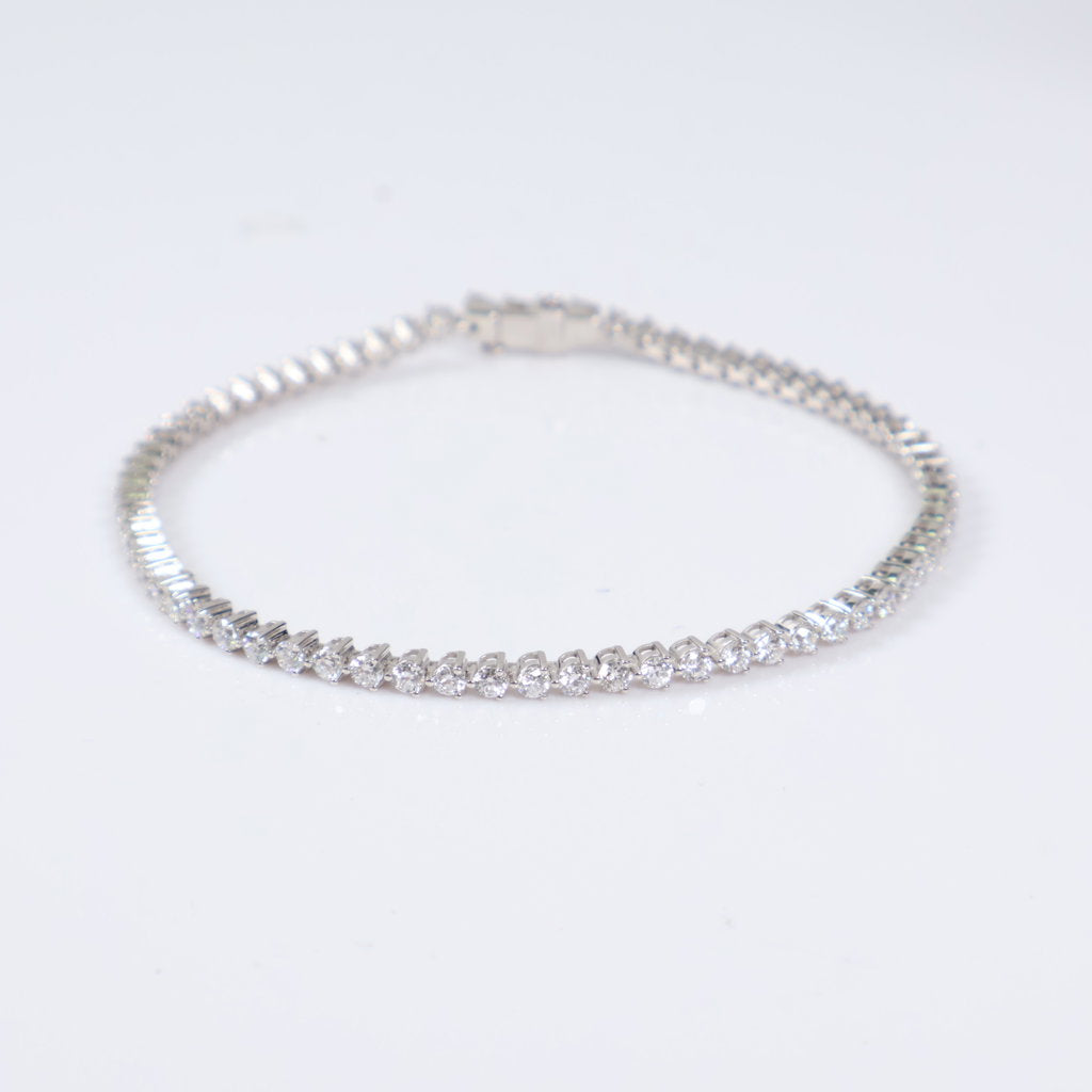 14K WG Lab Diamond Tennis Bracelet / 5.3gr / 2.6mm / 7in / 2.75Ct Lab / VS / F