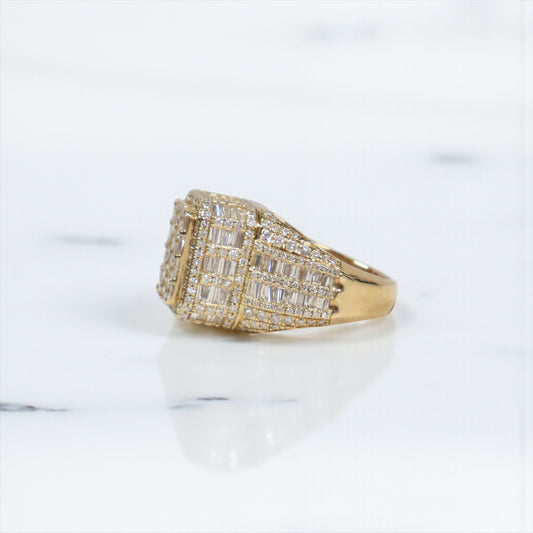 10K YG Diamond Baguette Luxury Rings / 13.6gr / Sz 10 / D-4.50Ct