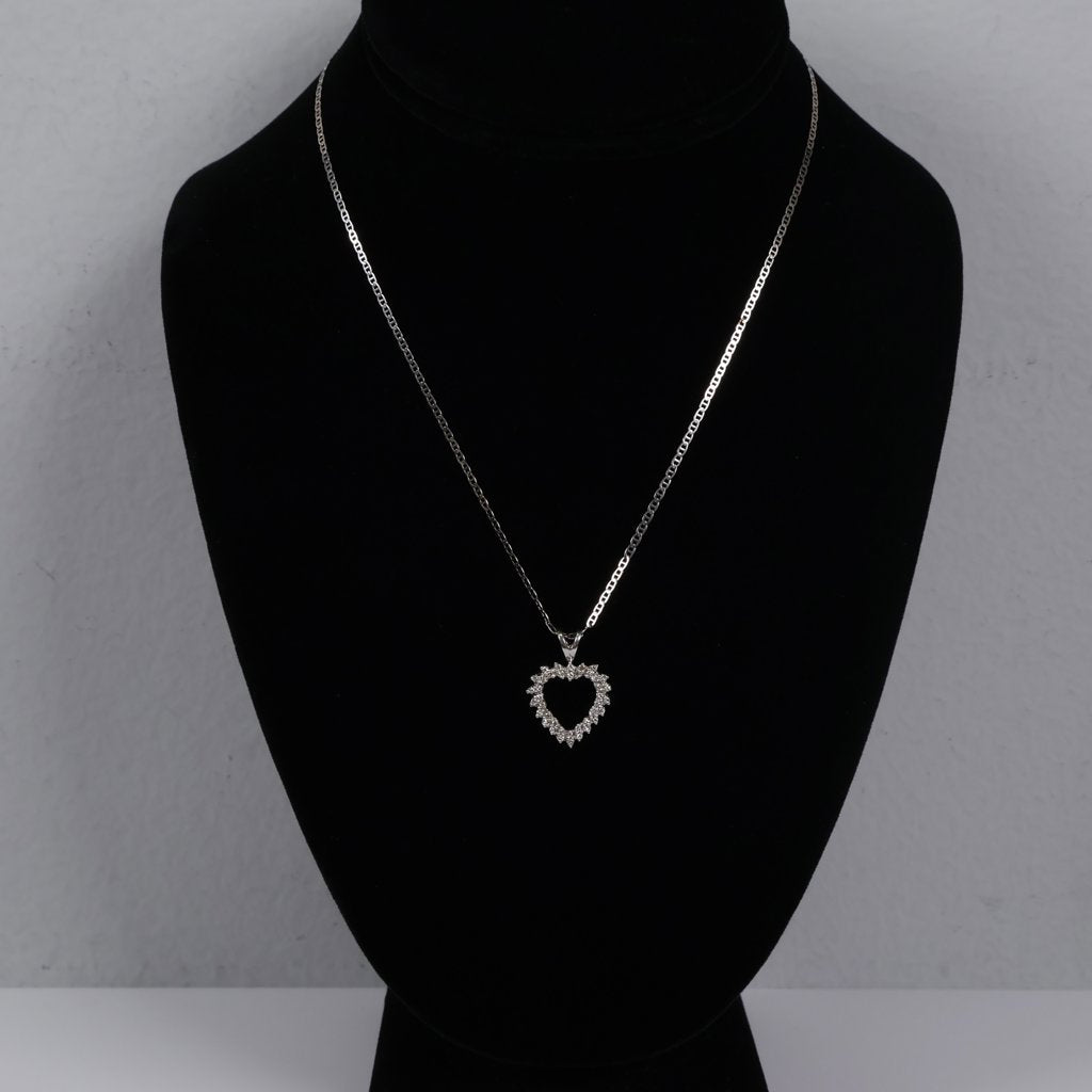14K WG Diamond Heart Set Jewelry / 4gr / 1.7mm / 16in / 0.75Ct Dia