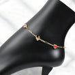 14K YG 0-10 Paper Clip Heart-red / Dolphin Anklet / 5.60gr / 10.5 in /