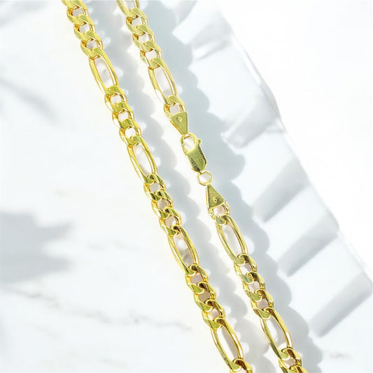 14K YG Figaro Link Chain / 36.28gr / 6.6mm / 20in /