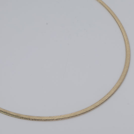 14K YG Flat Herringbone Chain / 3.2gr / 3.2mm / 17in /