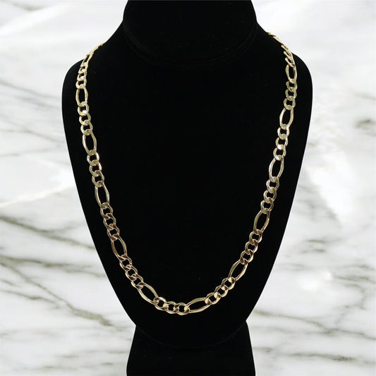 10K YG Figaro Link Chain / 13.20gr / 7mm / 22in