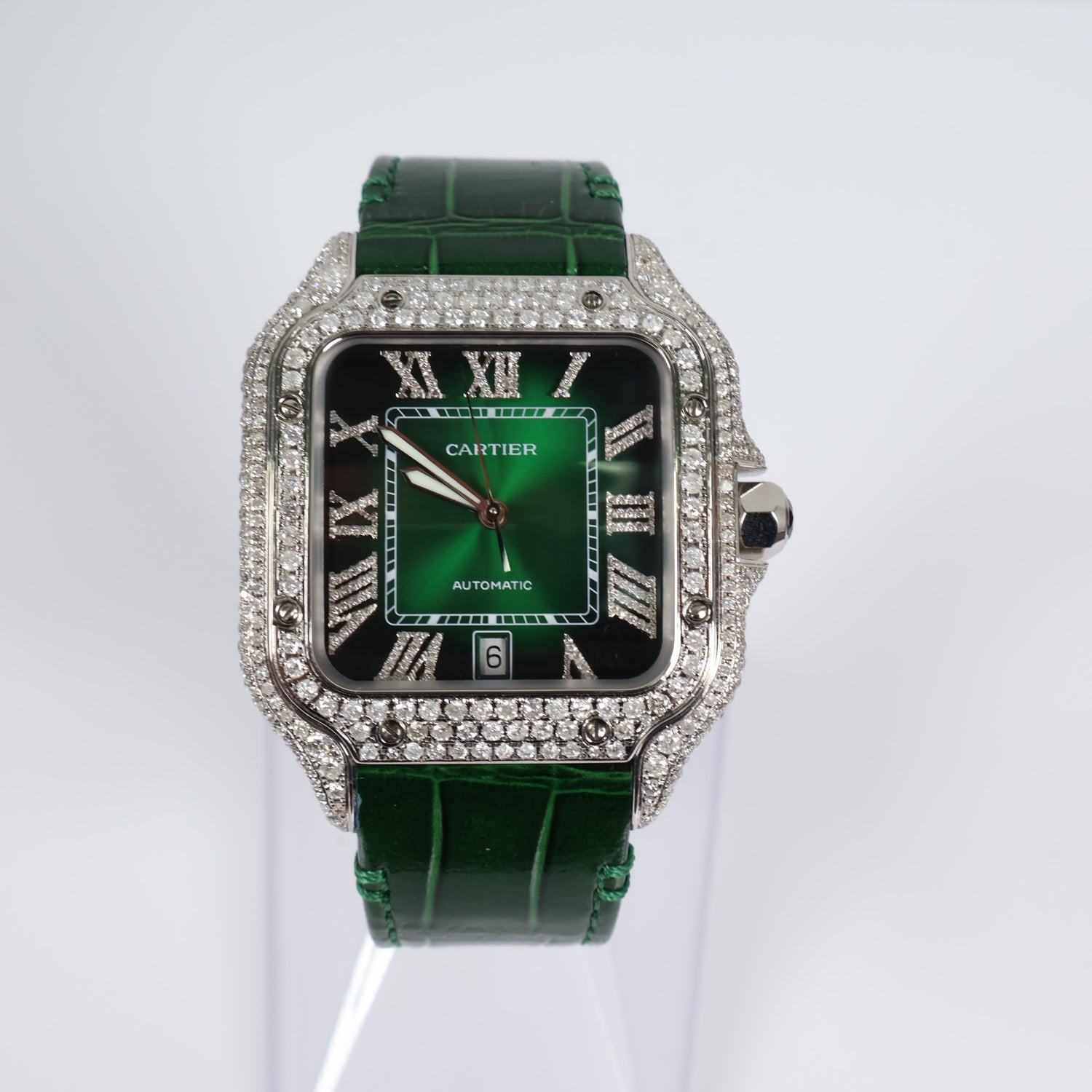 Cartier Santos Green Bustdown Watch / XL /