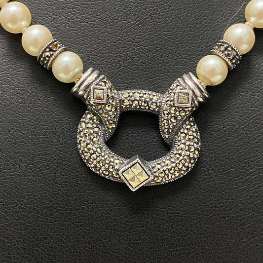 Silver White Pearls Chain / 25.7gr / 6mm / 15in