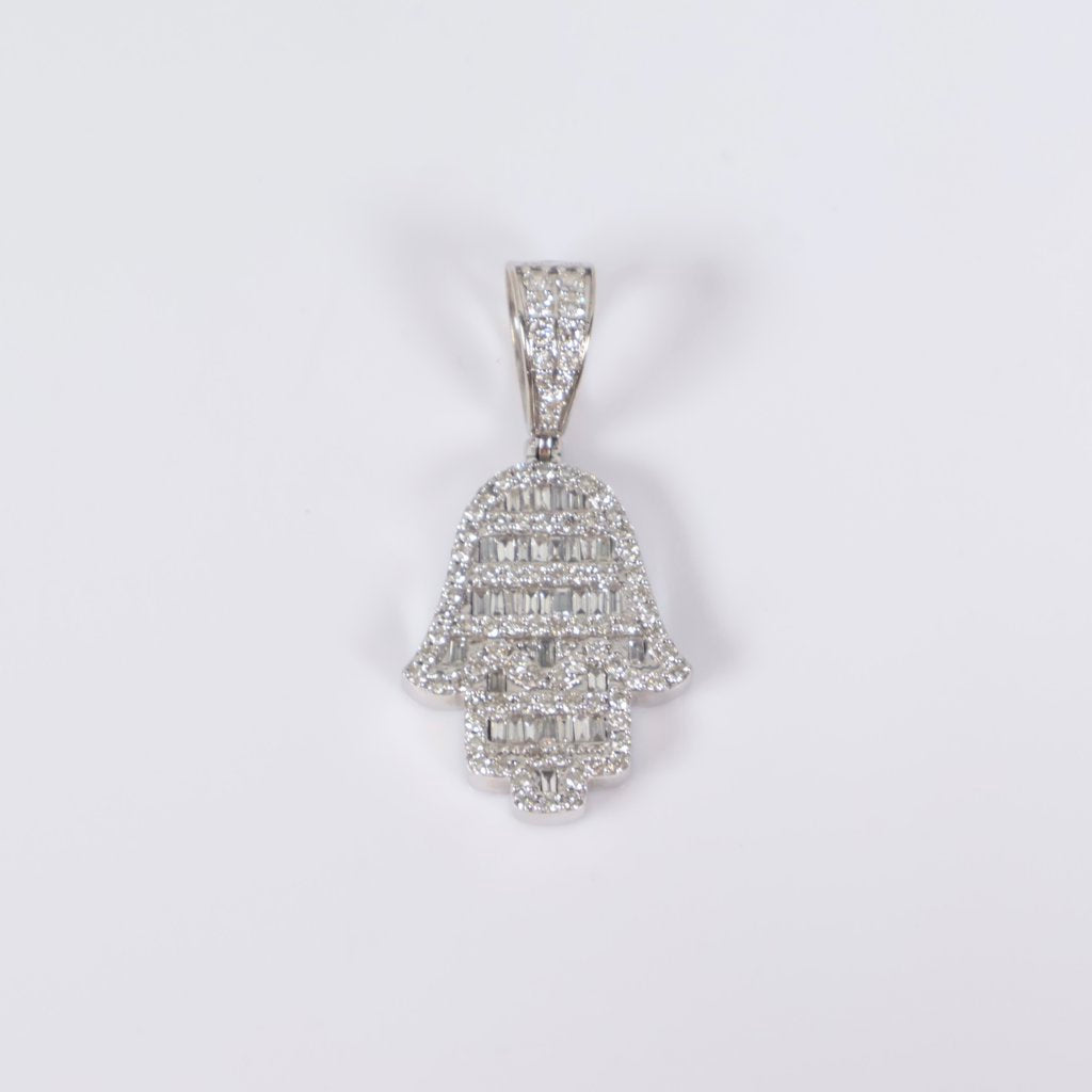 10K WG Diamond Hamsa-Hand Pendant / 4.3gr / 1.5in / 1Ct Dia