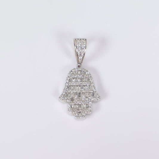 10K WG Diamond Hamsa-Hand Pendant / 4.3gr / 1.5in / 1Ct Dia