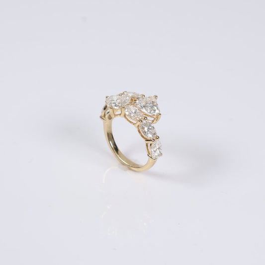 14K YG Lab Diamond Oval-Heart Cut Engagement Ring / 3.9gr / Sz 6.5 / 4.35Ct Lab / VS / F