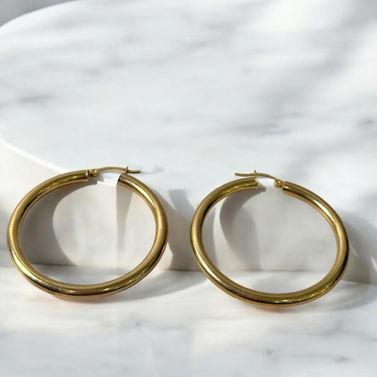 14K Yellow Gold Hoop Earrings / 4.6gr