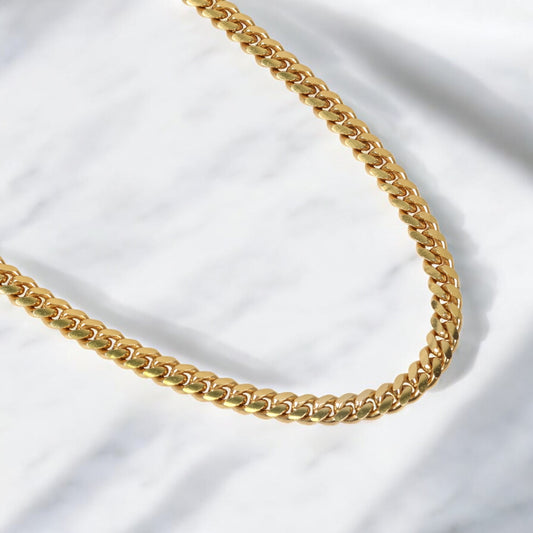 10K YG Micro Cuban Links Chain / 62.37gr / 6.3mm / 22in /