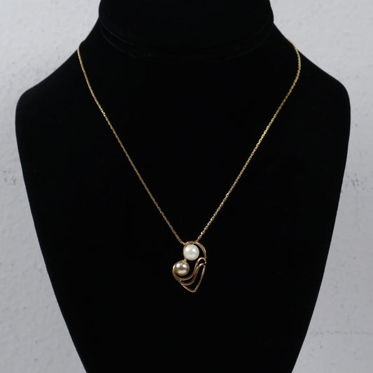 14K Yellow Gold Women'S Jewelry Set With Pearls / 5.3gr