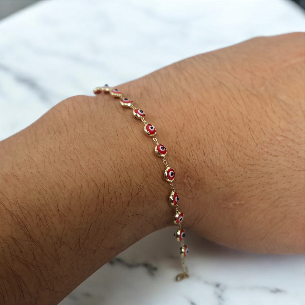 14K YG Evil Eye Bracelet / 2.40gr / 7.5in