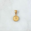 18K Yellow Gold Letter P Mate Pendant Bordered Circle / 0.55gr / 0.3in