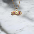 10K YG Saint Lucy Eyes Pendant / 0.29gr / 0.7in / Fucshia Zircons