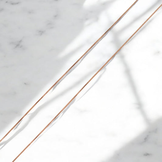 18K Rose Gold Box Link Chain / 1.2gr / 0.6mm / 18in