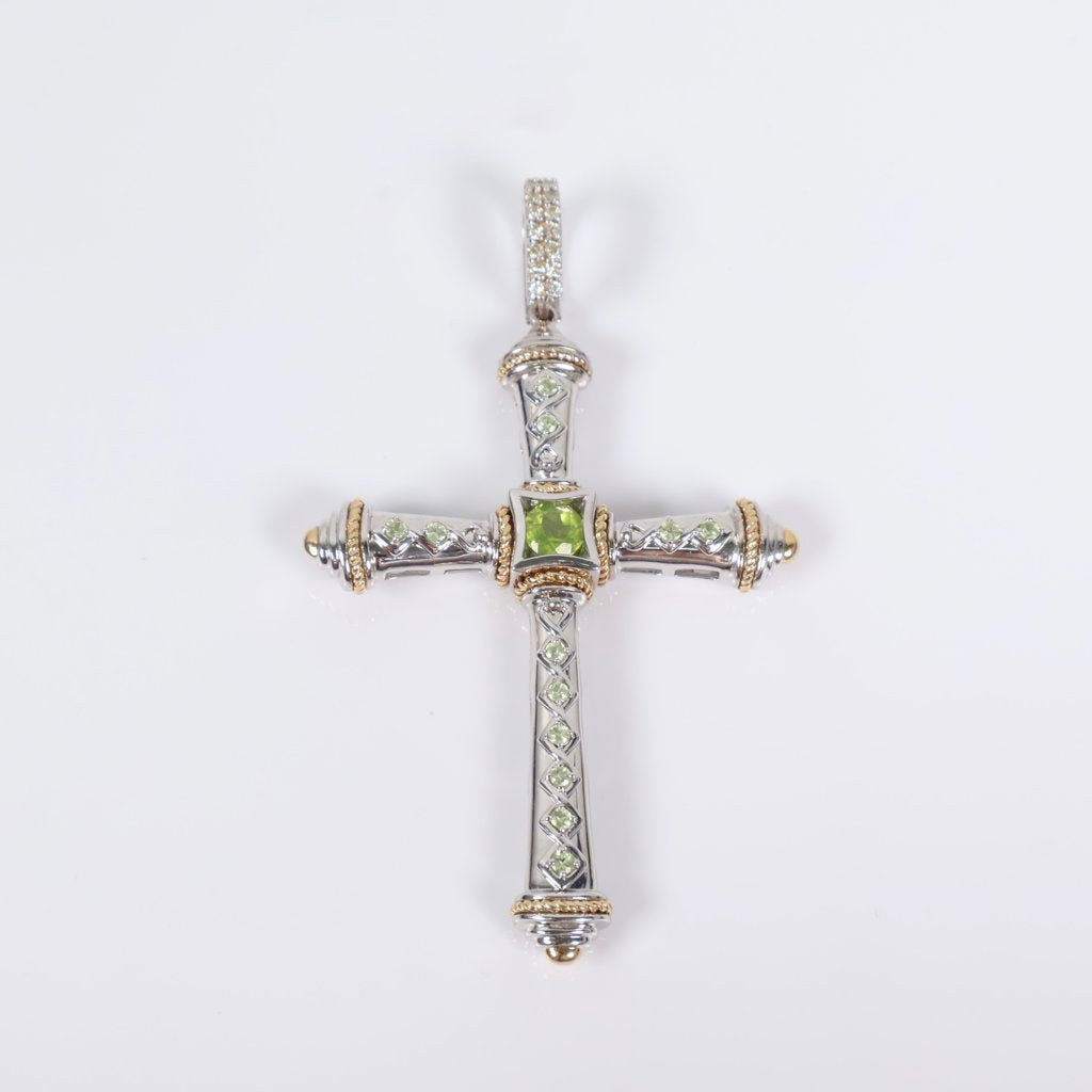 14K WG Lab Diamond Cross Pendant / 18gr / 3in /