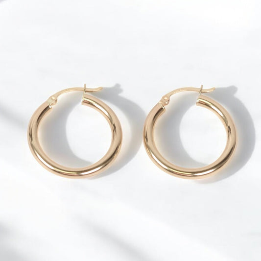 14K YG Fashion Hoop Earrings / 1.96gr / 1.1in /