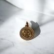 18K Yellow Gold Letter Medal E Pendant With Zircons / 4.5gr / 1.3in