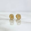 18K Yellow Gold Letter D Stud Earrings With Zircons / 0.75gr / 6mm