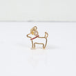 18K YG Dog Pendant / 3.43gr / 1in / Fucshia/Whie Zircons