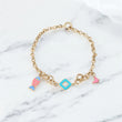 14K Yellow Gold Roll-On With Charms Fish/Butterfly Bracelet / 6gr / 4mm / 7.5in