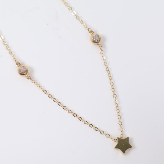 14K YG Roll-On With Star Set Jewelry / 4.55gr / 1.8mm / 18in /