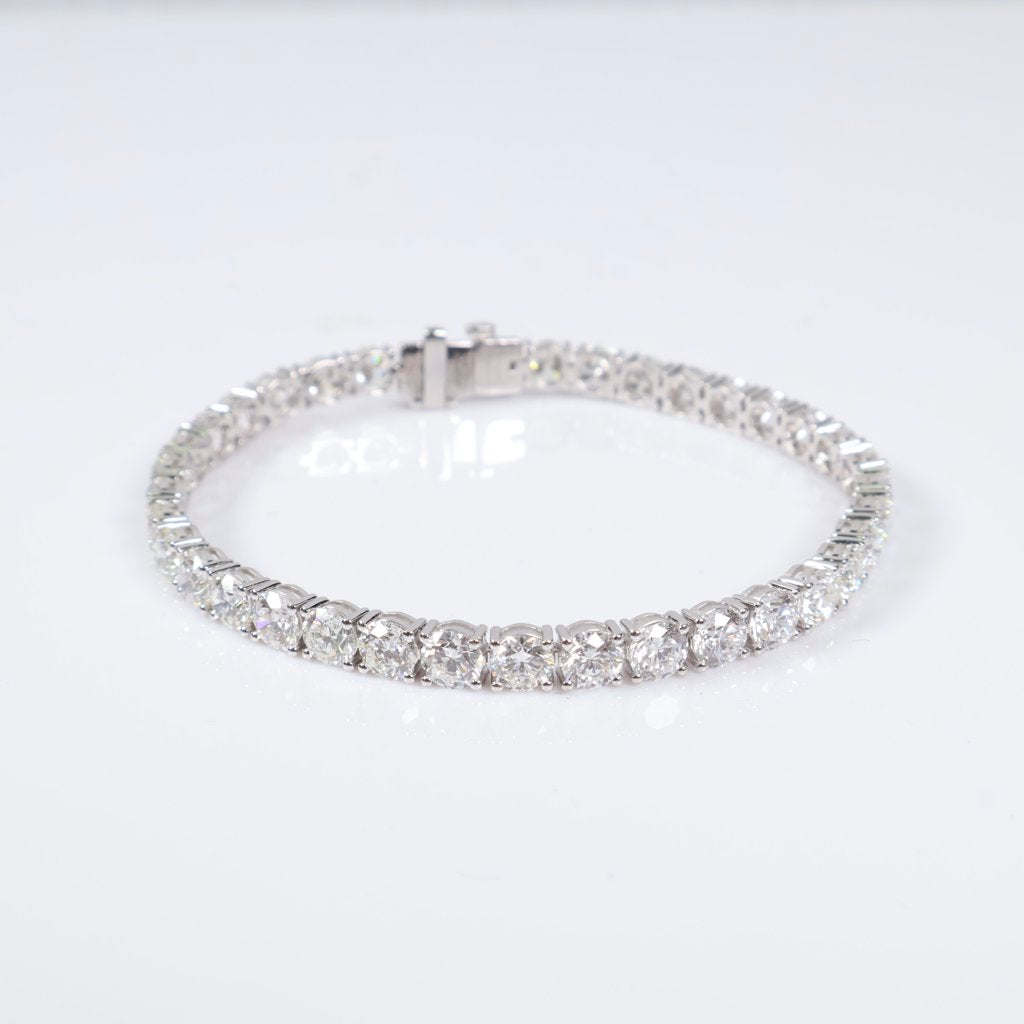 14K WG Lab Diamond Tennis Bracelet / 7.4gr / 3.7mm / 7in / 9.37Ct / VS / F