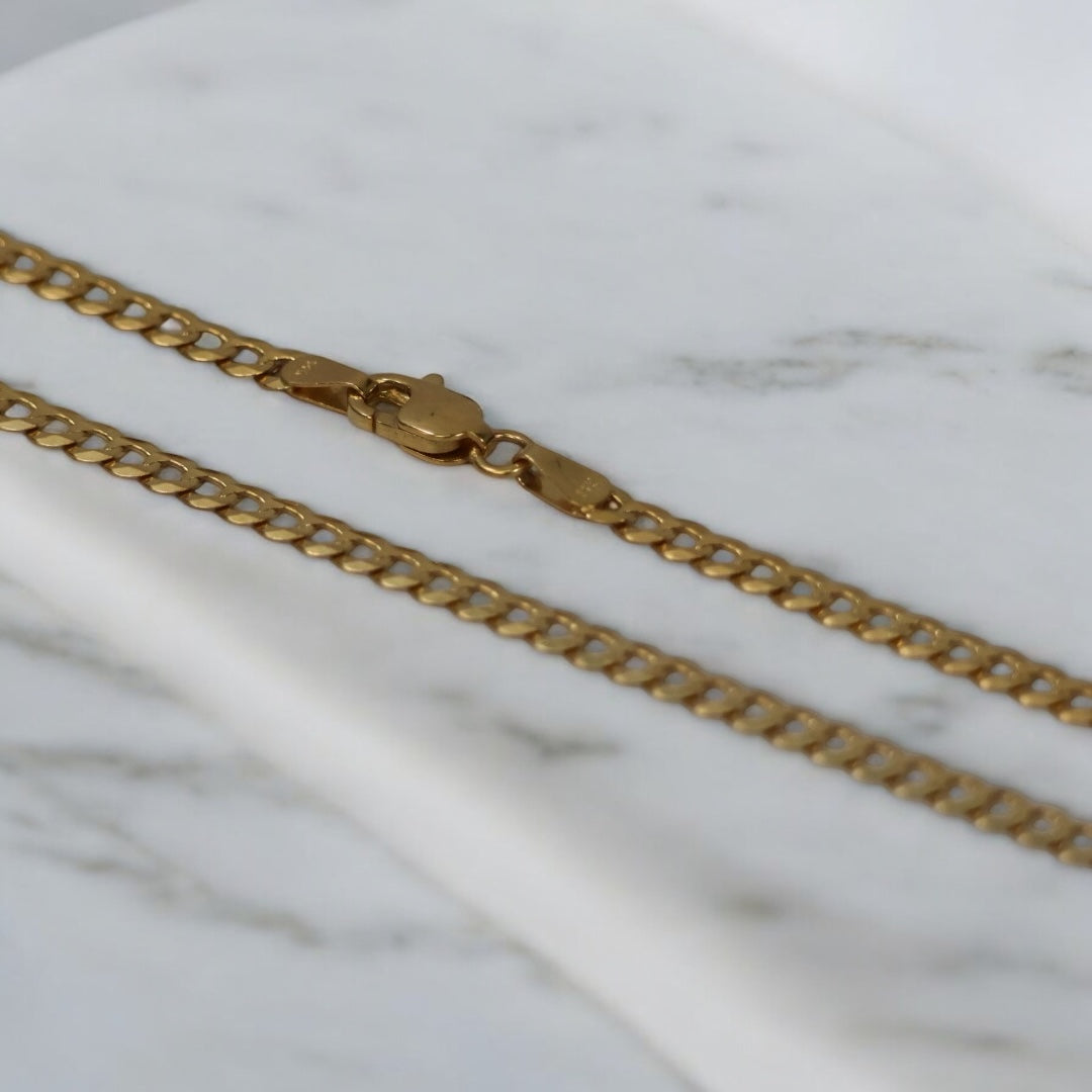 14K YG Saint Judas / American Cuban Link Chain Set Jewelry / 12.7Gr / 3.2mm / 24in /