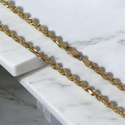 10K YG Rope Chain / 26.58gr / 3.3mm / 24in