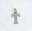 10K Yellow Gold Letter T Pendant Ct Dia / 1.2gr