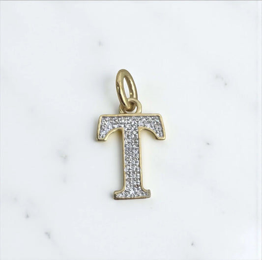 10K Yellow Gold Letter T Pendant Ct Dia / 1.2gr