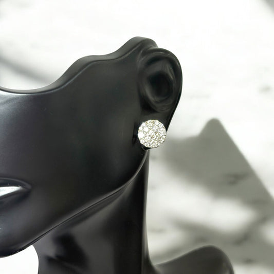 14K White Gold Diamond Flower Stud Earrings 1.65Ct / 2.7gr