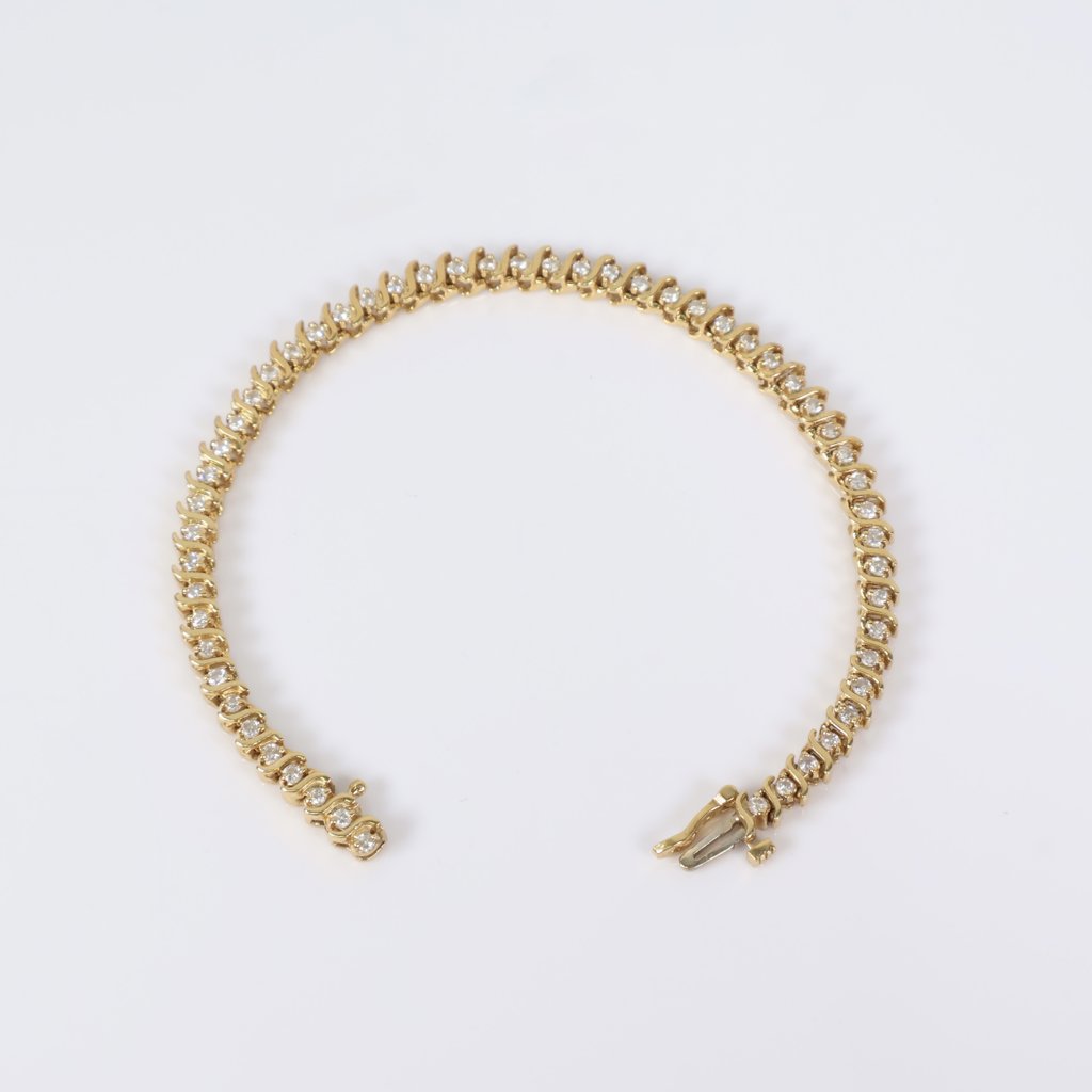 14K YG Diamond Luxury Bracelet / 13gr / 4.2mm / 7in / 1Ct Dia
