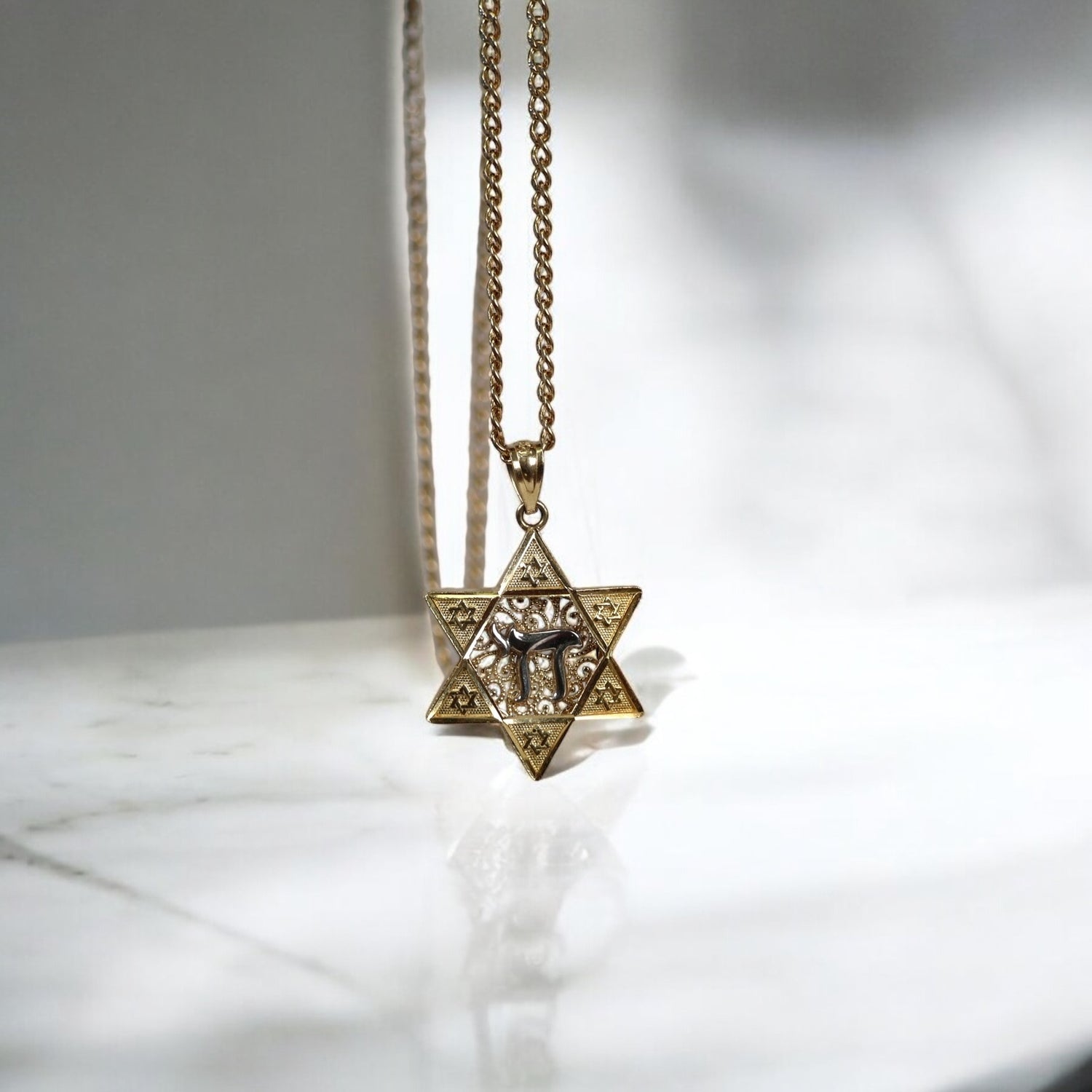 14K-10K 2 Tone David Chai Star Set Jewelry / 3.92gr / 1.9mm / 18.5in /
