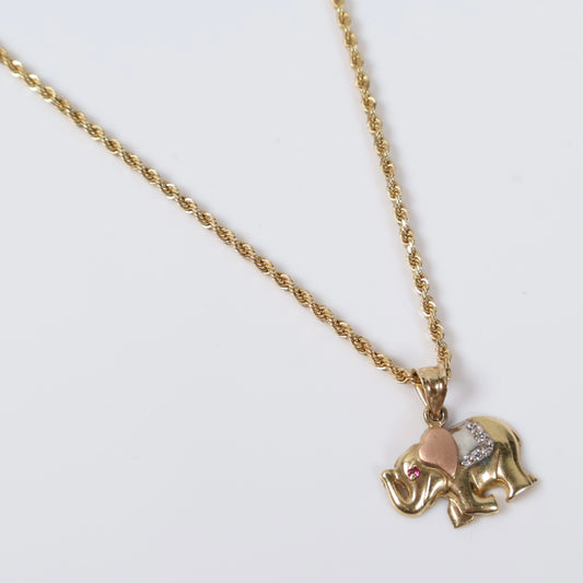 14K Yellow Gold Elephant Jewelry Set / 8gr