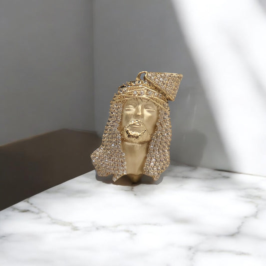 14K YG Jesus Face Pendant / 8.53gr / 2in