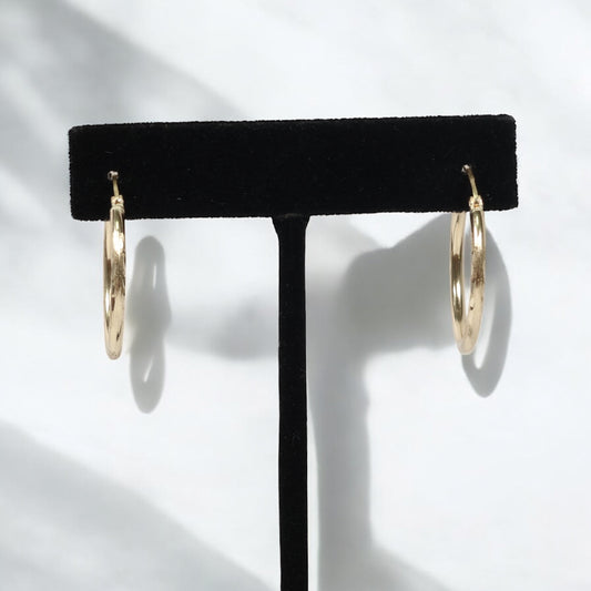 14K YG Luxury Hoop Earrings / 1.71gr / 1.1in /