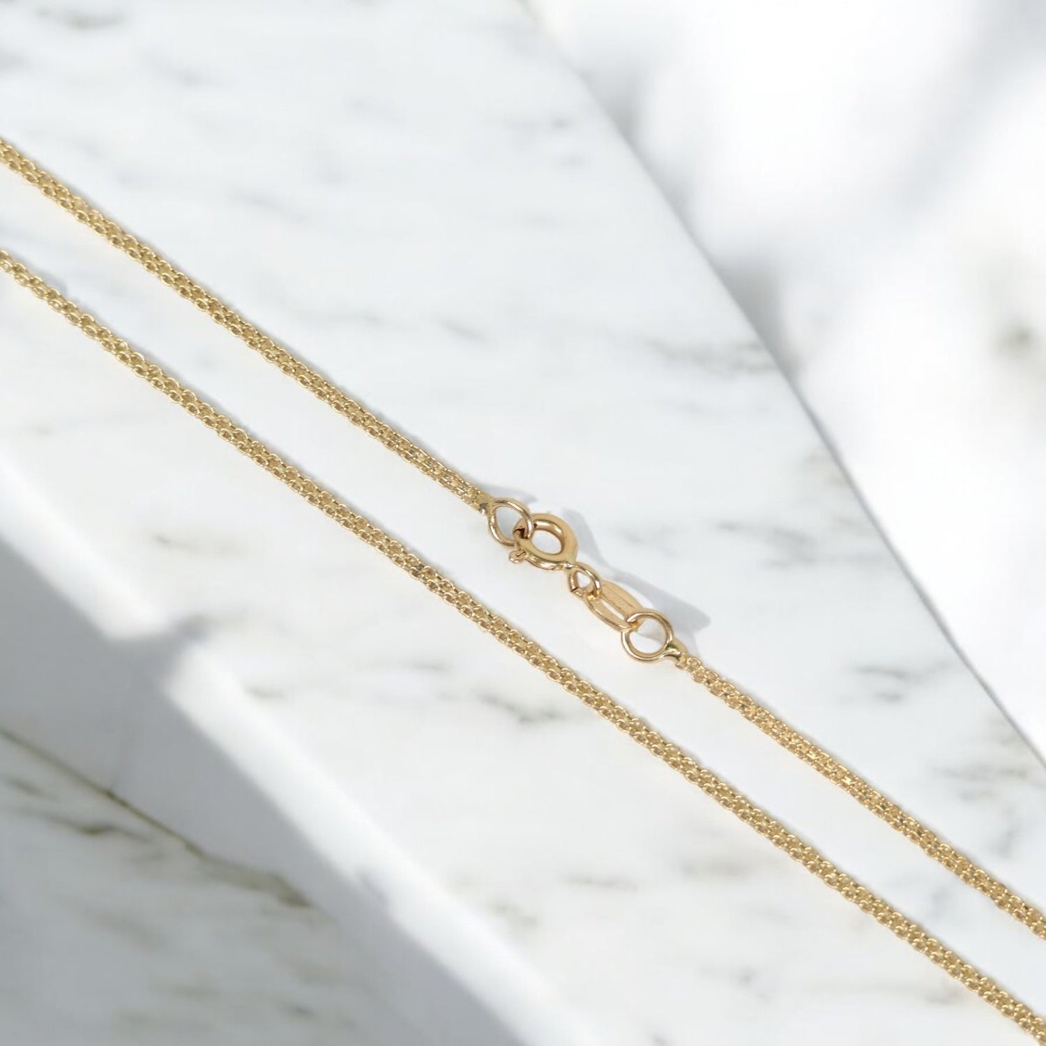 18K YG Heart Set Jewelry / 4gr / 1.5mm / 18in / Zircons