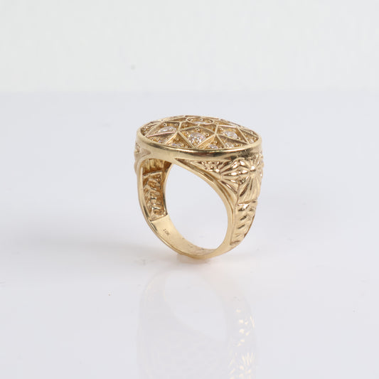 Men'S Ring 10K Yellow Gold With Zirconia / 17.4gr / Size 12