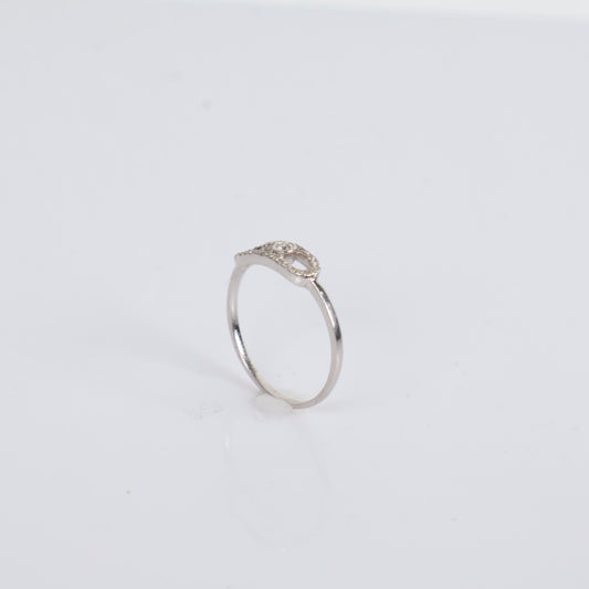 Women Ring 14K White Gold With Diamonds / 1.1gr / Size 6