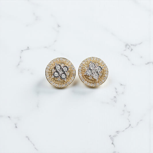 10K YG Diamond Round Fashion Stud Earrings / 4.18gr / 13mm / 0.75Ct Dia