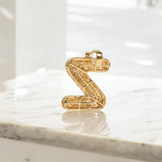10K YG Diamond Letter Z Pendant / 2.8gr / 1.1in / 0.56Wt Dia