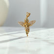 10K YG Angel Pendant / 4gr / 1.8in / White Zircons