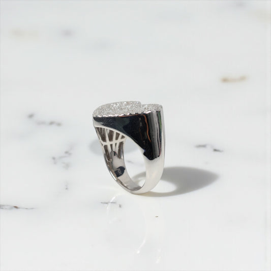 10K WG Reverse Diamond Heart Rings / 6.3gr / Sz 7 / D-1.30Ct