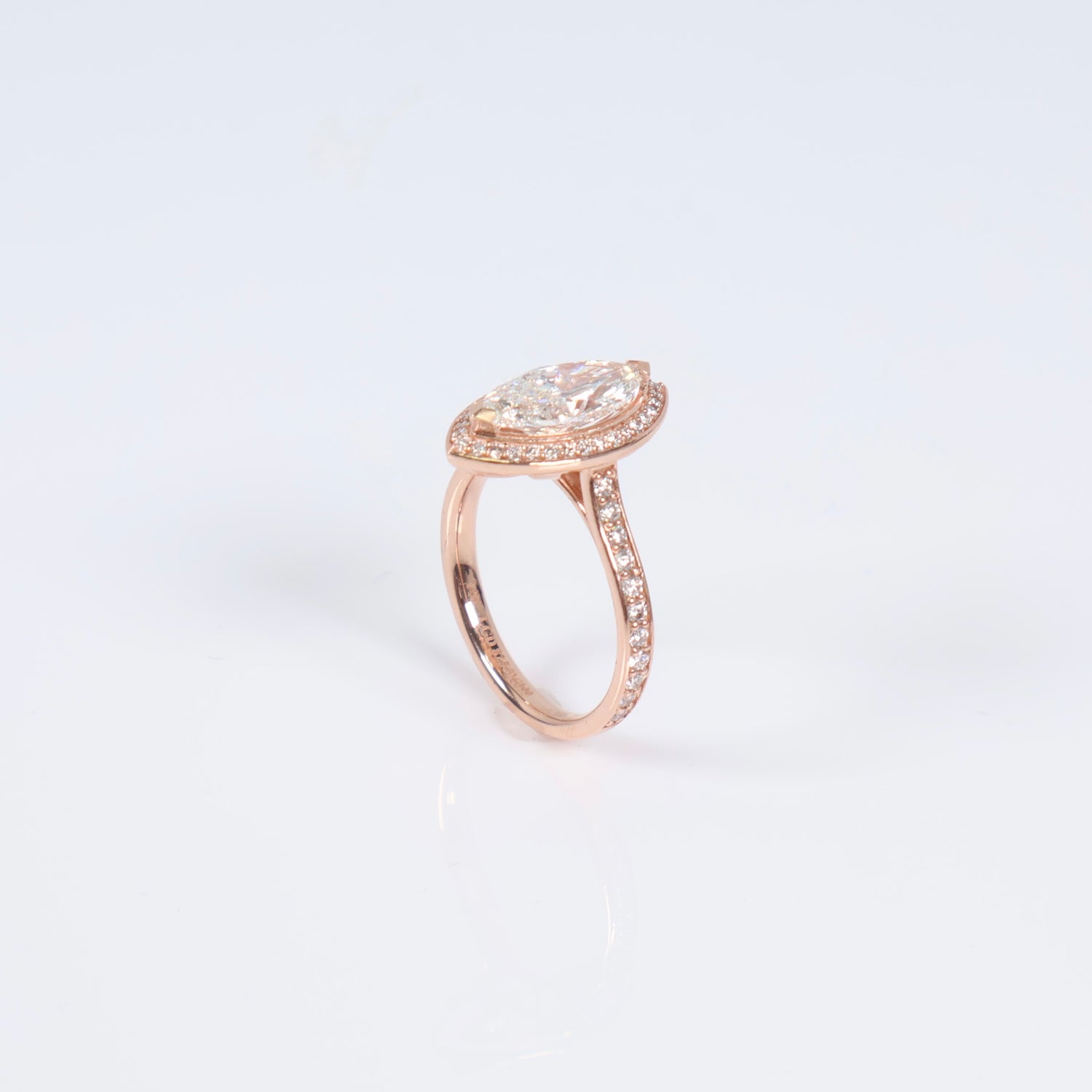 14K RG Lab Diamond Marquise Brilliant With Certificate Engagement Ring / 4.8gr / Sz 6 3/4 / 2Ct Lab / E / VS1