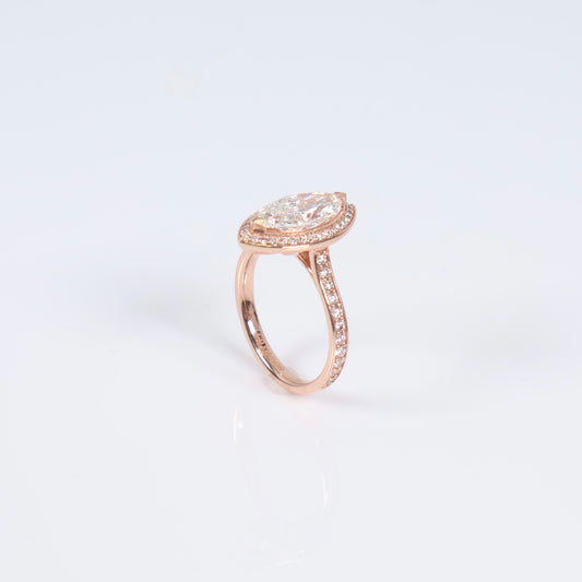 14K RG Lab Diamond Marquise Brilliant With Certificate Engagement Ring / 4.8gr / Sz 6 3/4 / 2Ct Lab / E / VS1