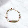 14K Yellow Gold Baby Name Evil Eye Id Roll-On Bracelet With Red Zircons / 2.8gr / 3mm / 6in