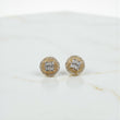 10K YG Diamond Circle-Clover Fashion Stud Earrings / 2.4gr / 10mm / D-0.40Ct