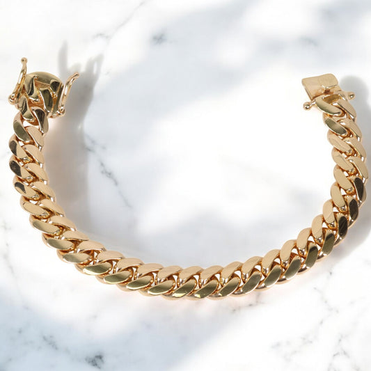 14K YG Cuban Links Bracelet / 54.7gr / 9.4mm / 8in /