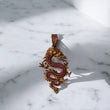 18K Rose Gold Dragon Pendant With Fucshia/Black Zircons / 8.5gr
